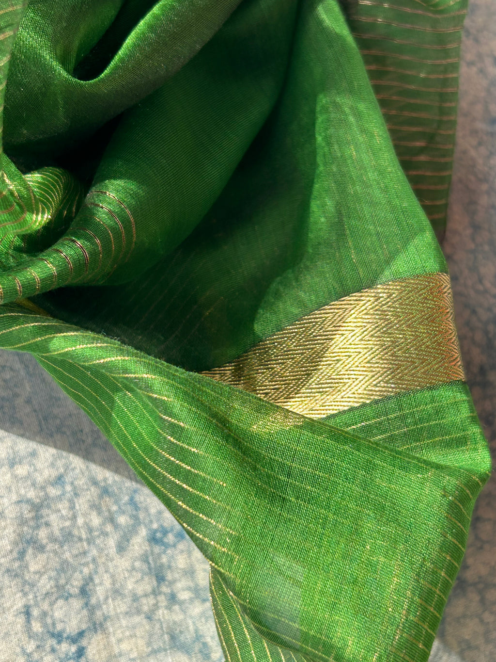 Handwoven Maheshwari Kurta Dupatta Set - Green