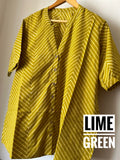 Handblock Cotton Anti Fit Shirt - Lime Green