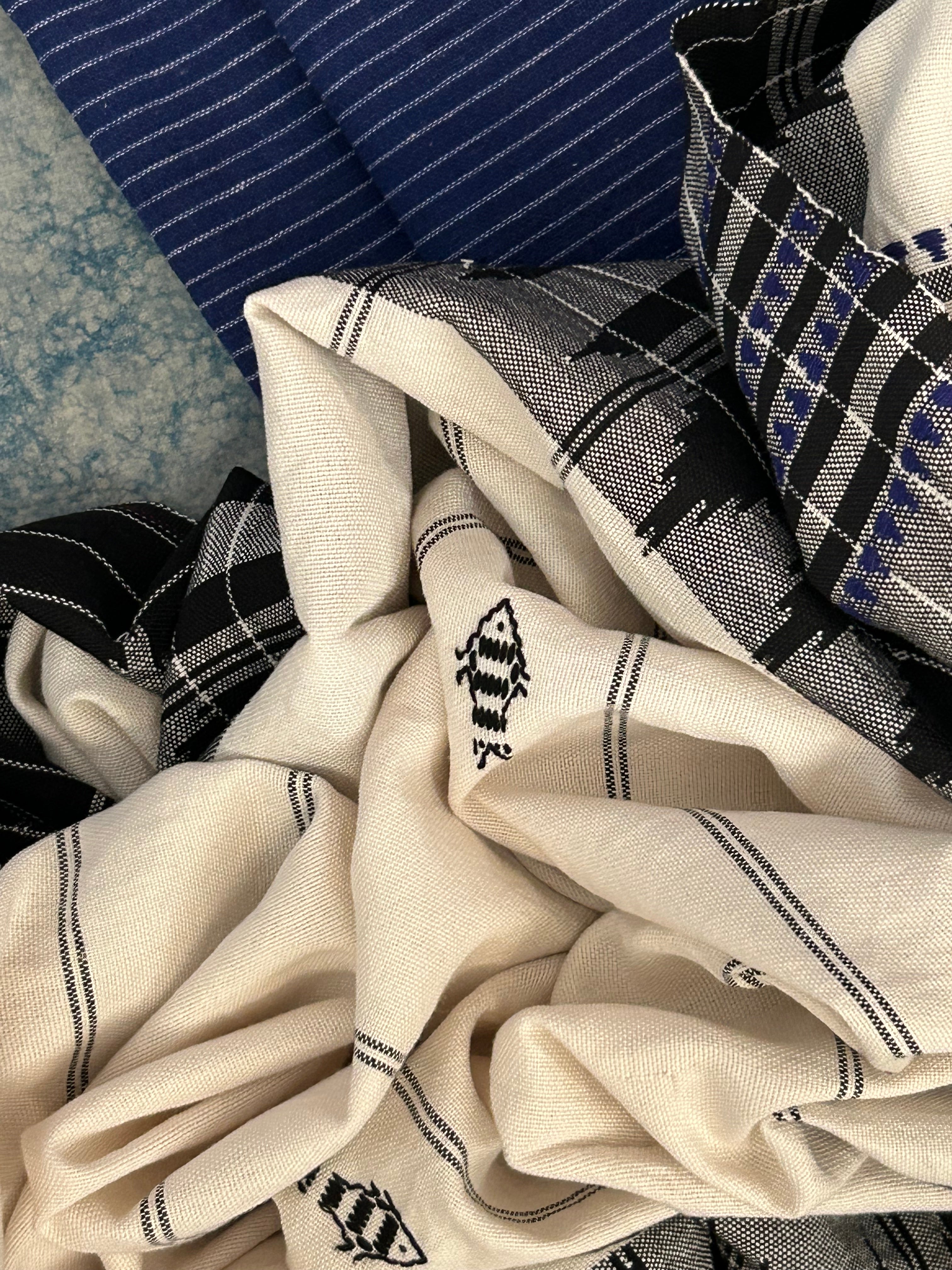 Handspun Handwoven Kotpad Suit Set - Blue Stripes