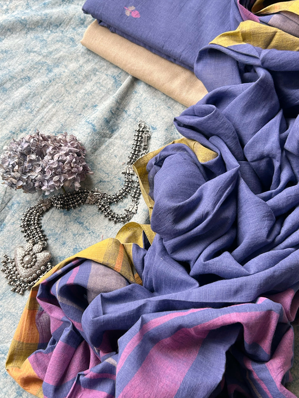 Neelam - Handwoven Bengal Jamdani Kurta Dupatta set