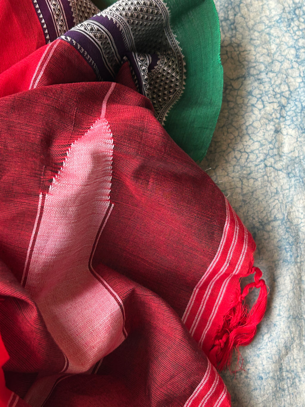Harshini - Handwoven Telangana cotton and Ilkal Dupatta Set