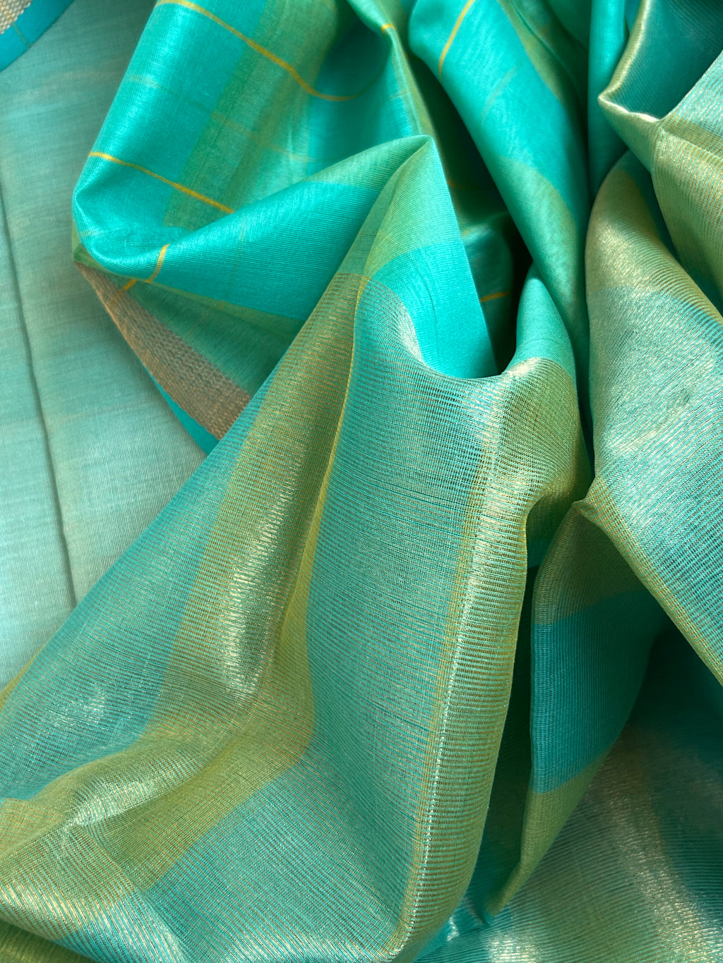 Handwoven Maheshwari Kurta Dupatta Set - Turquoise