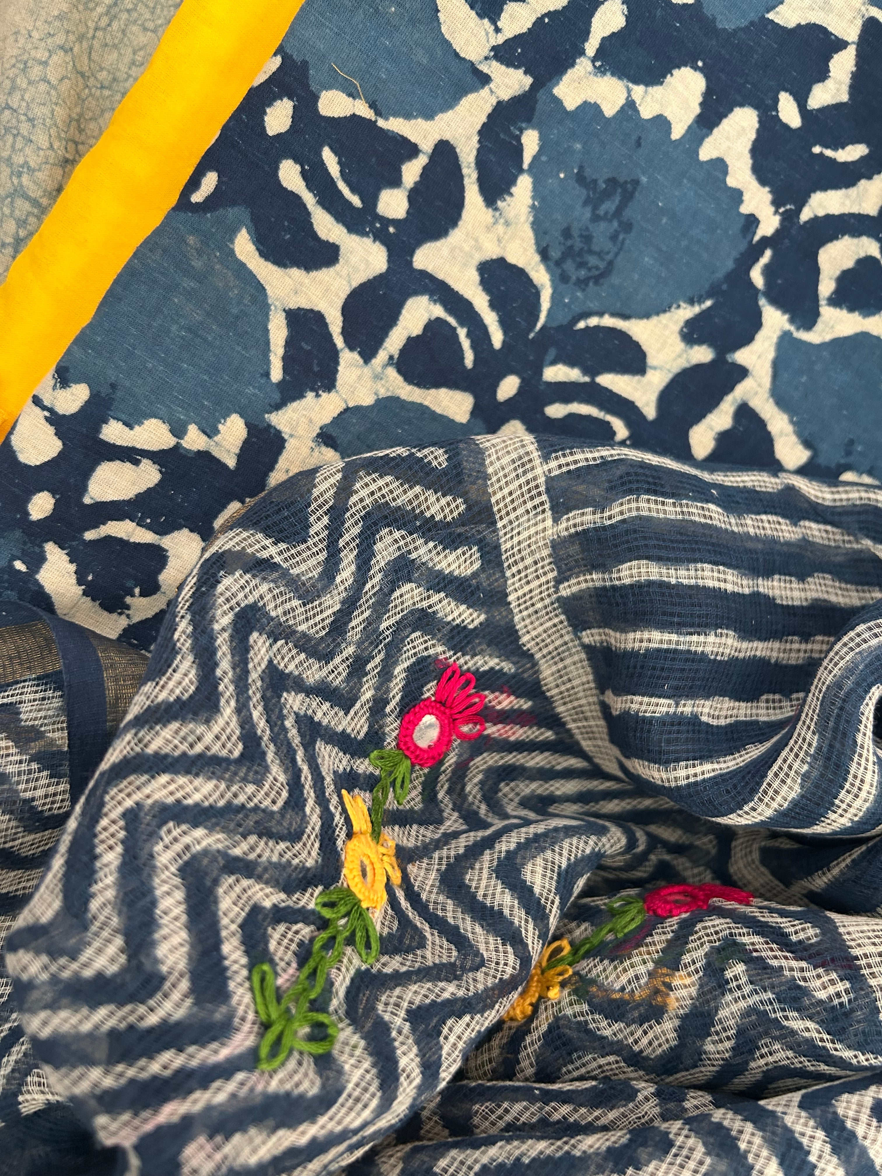 Handblock Handdone Embroidery Cotton Kota Suit