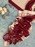 Handspun Handwoven Kotpad Suit Set - Ivory & Rust Maroon