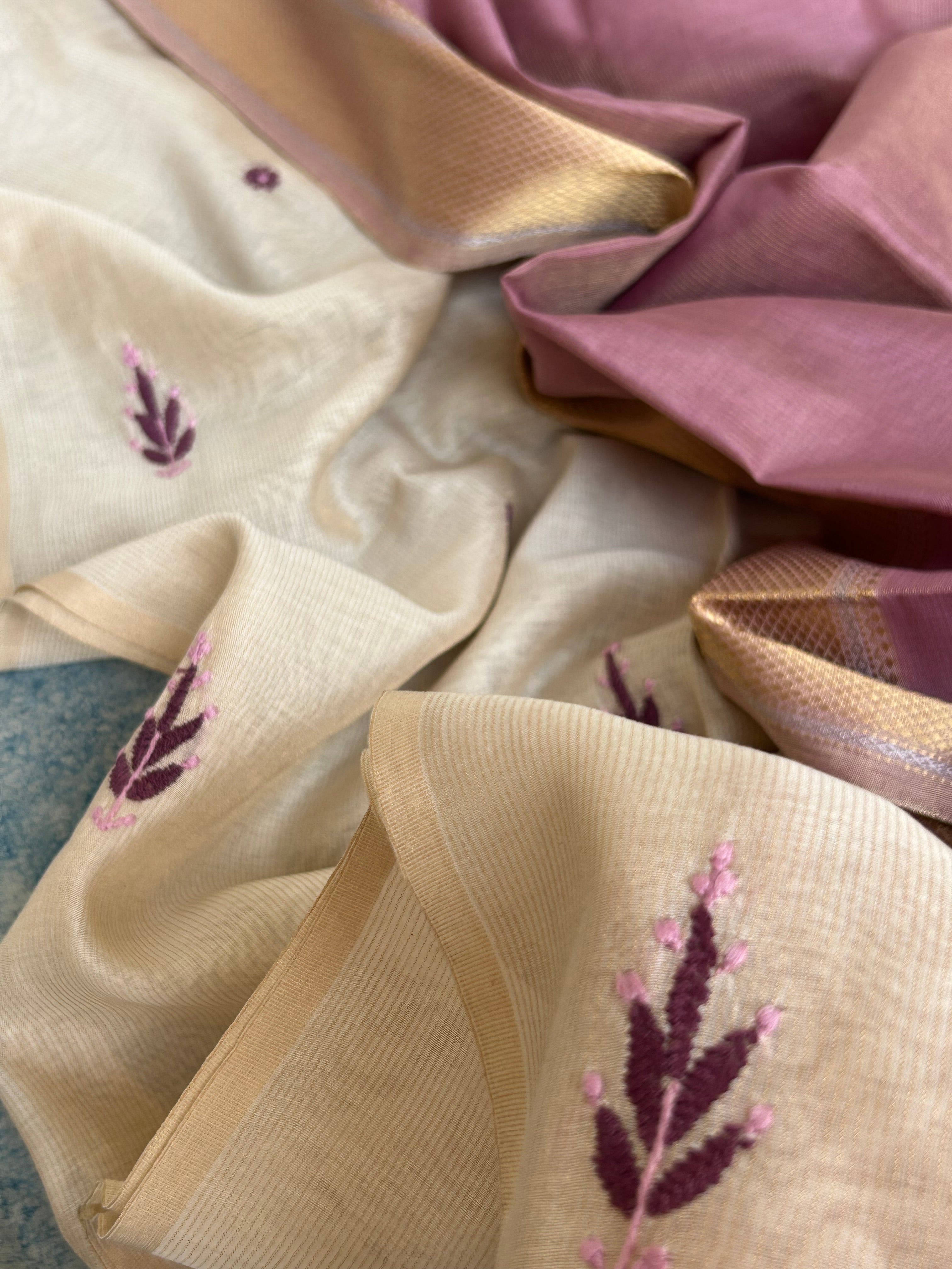 Handwoven Chikankari Work Maheshwari Set