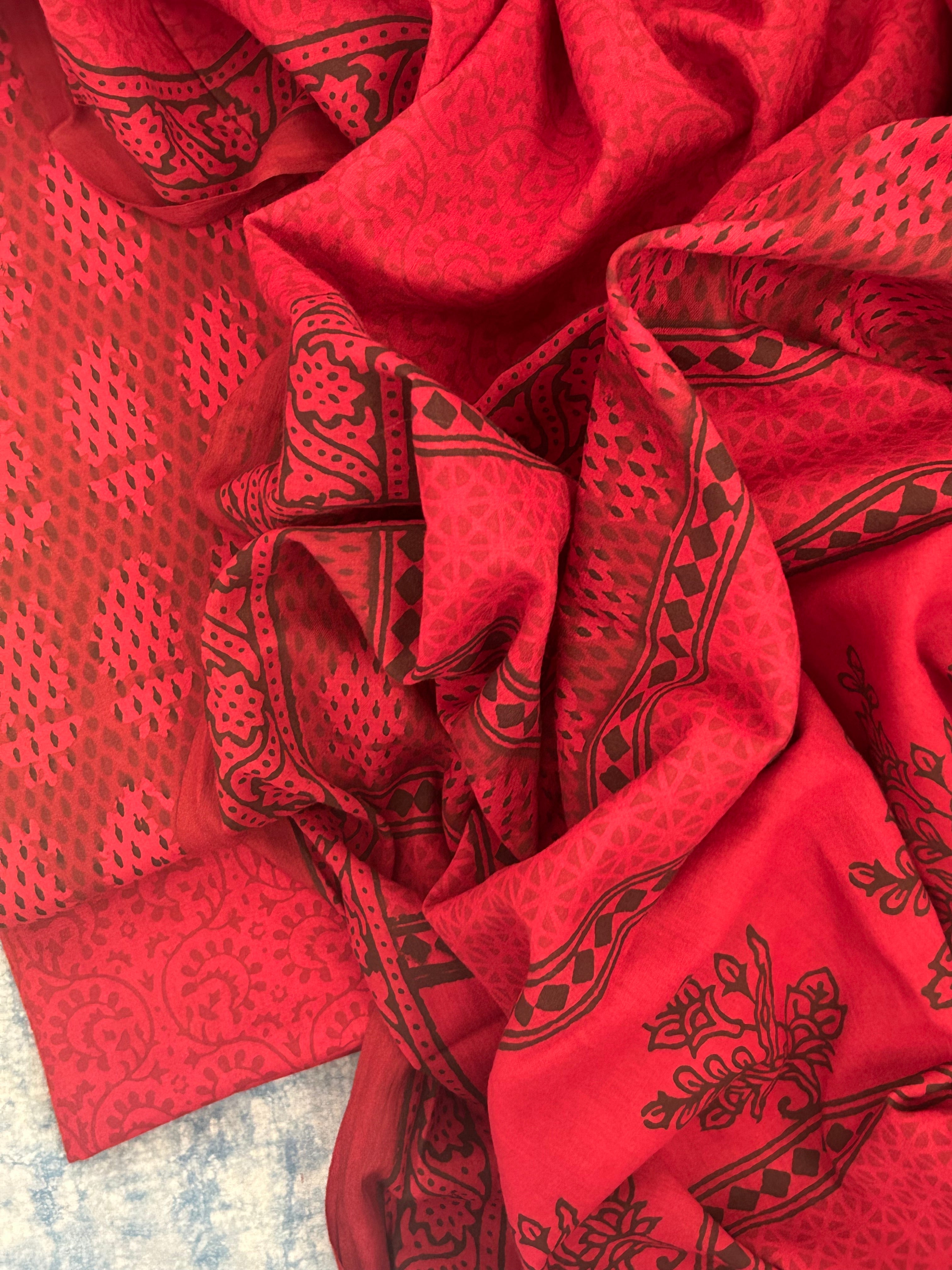 Natural Dyed Bagh Block Print Cotton Suit