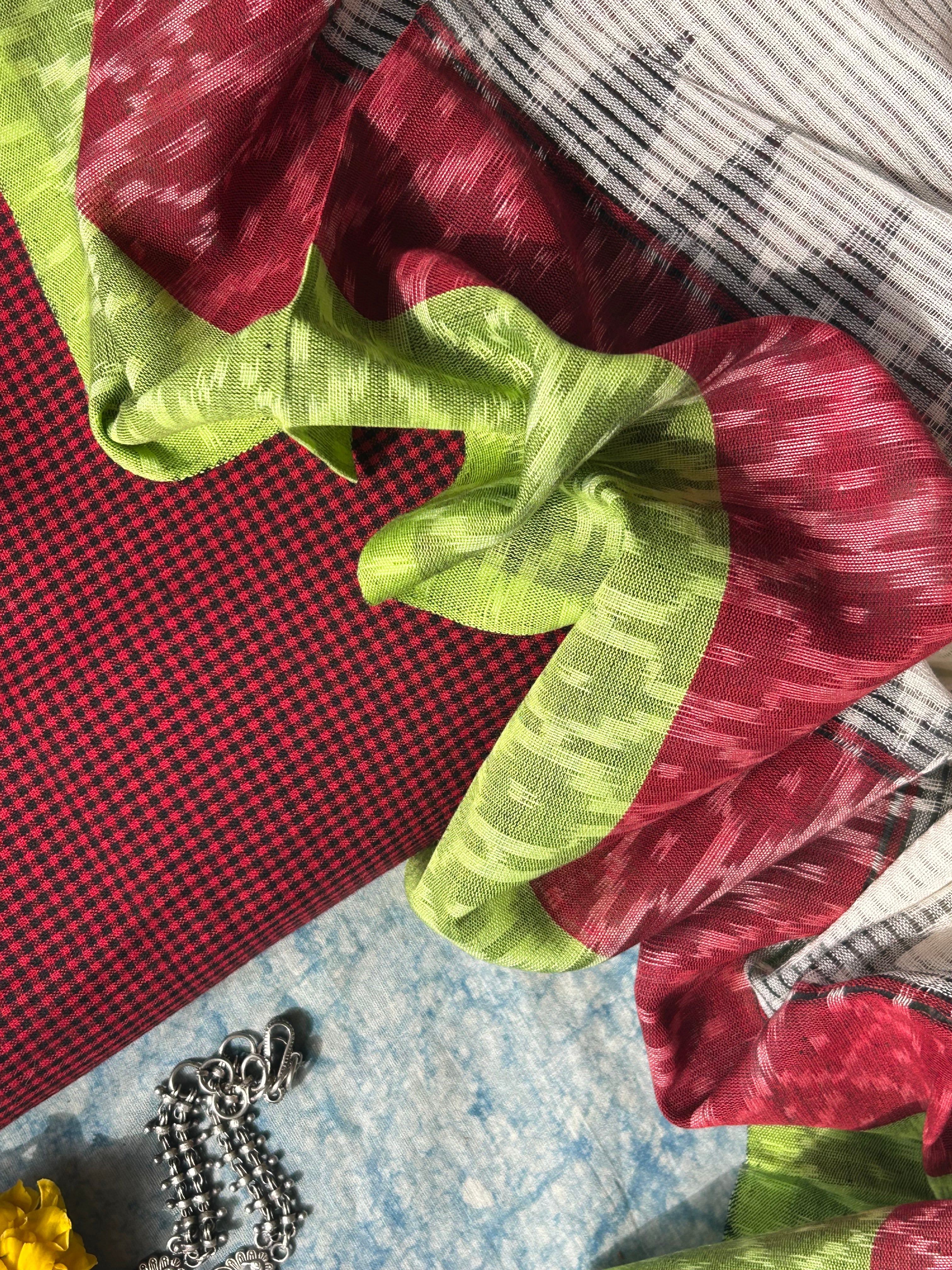 Handwoven Ikat Kurta Dupatta Set