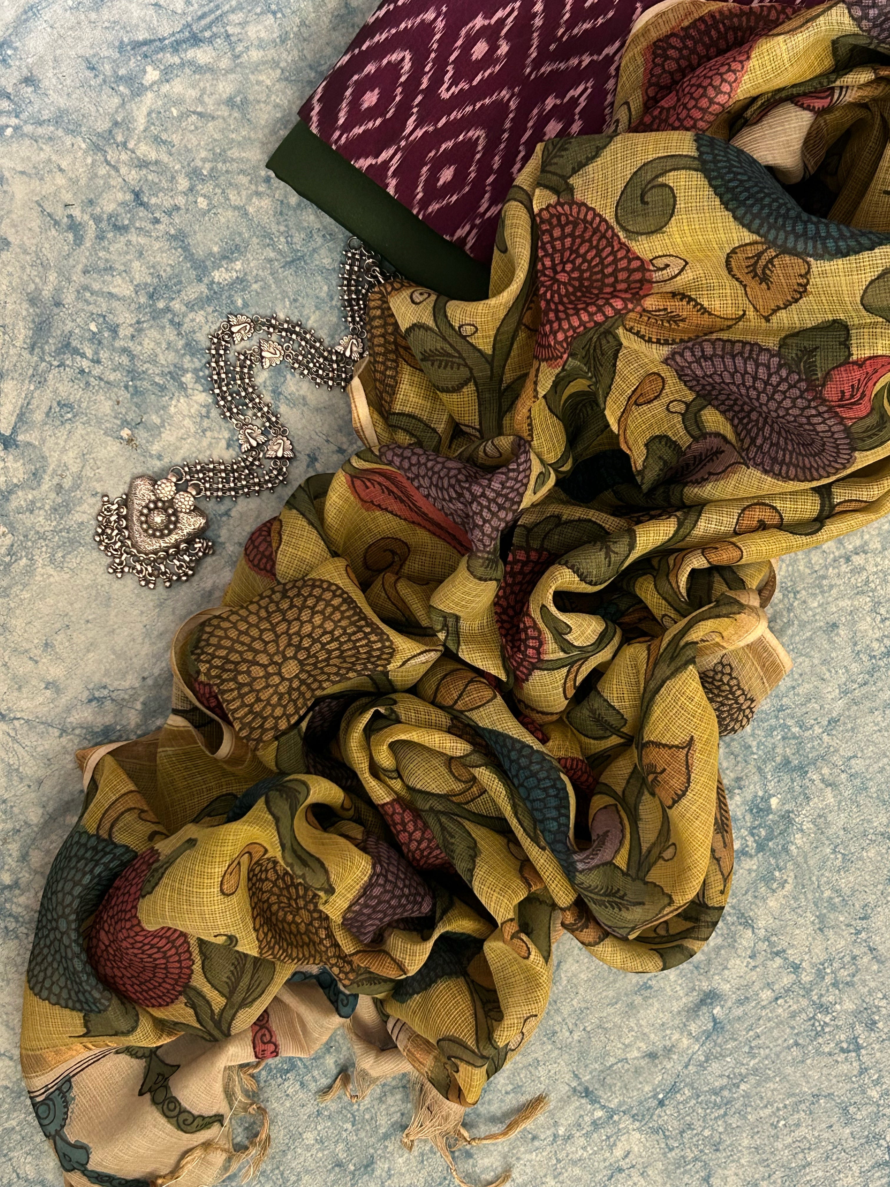 Handwoven Handpainted Kalamkari Set