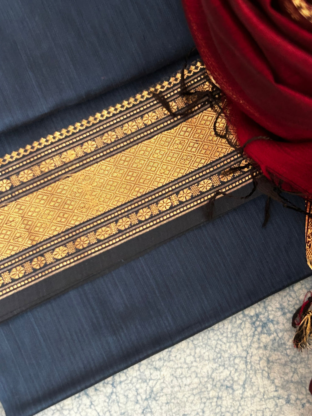 Handwoven Maheshwari Kurta Dupatta Set