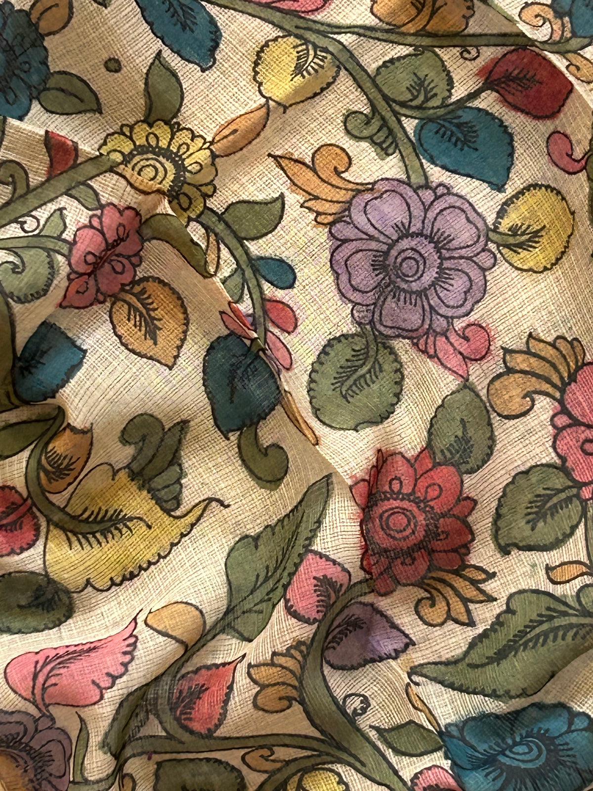 Anuradha - Handwoven Hand-drawn Handpainted Pen Kalamkari Dupatta