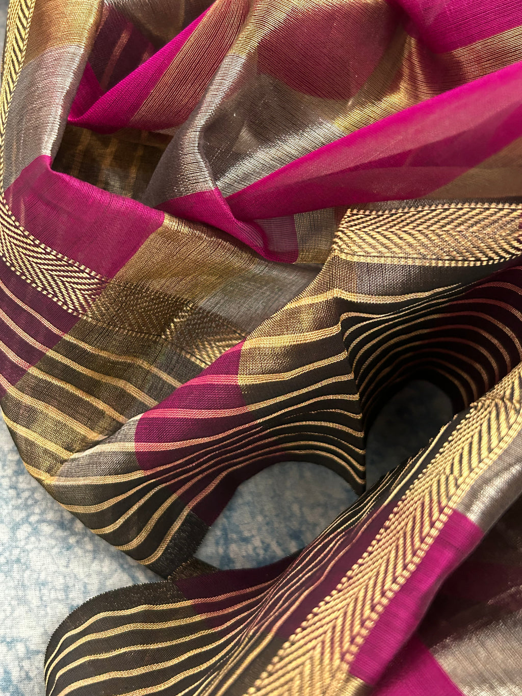 Handwoven Maheshwari tissue Kurta Dupatta Set