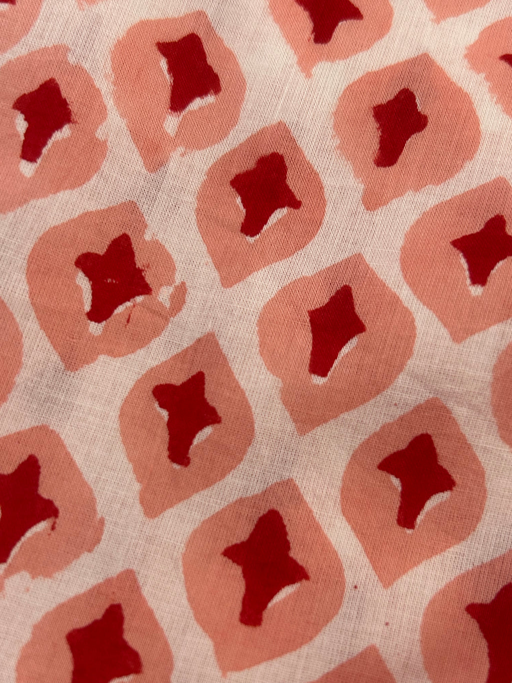 Handblock Printed Azofree dye cotton - Peach (2.4m)