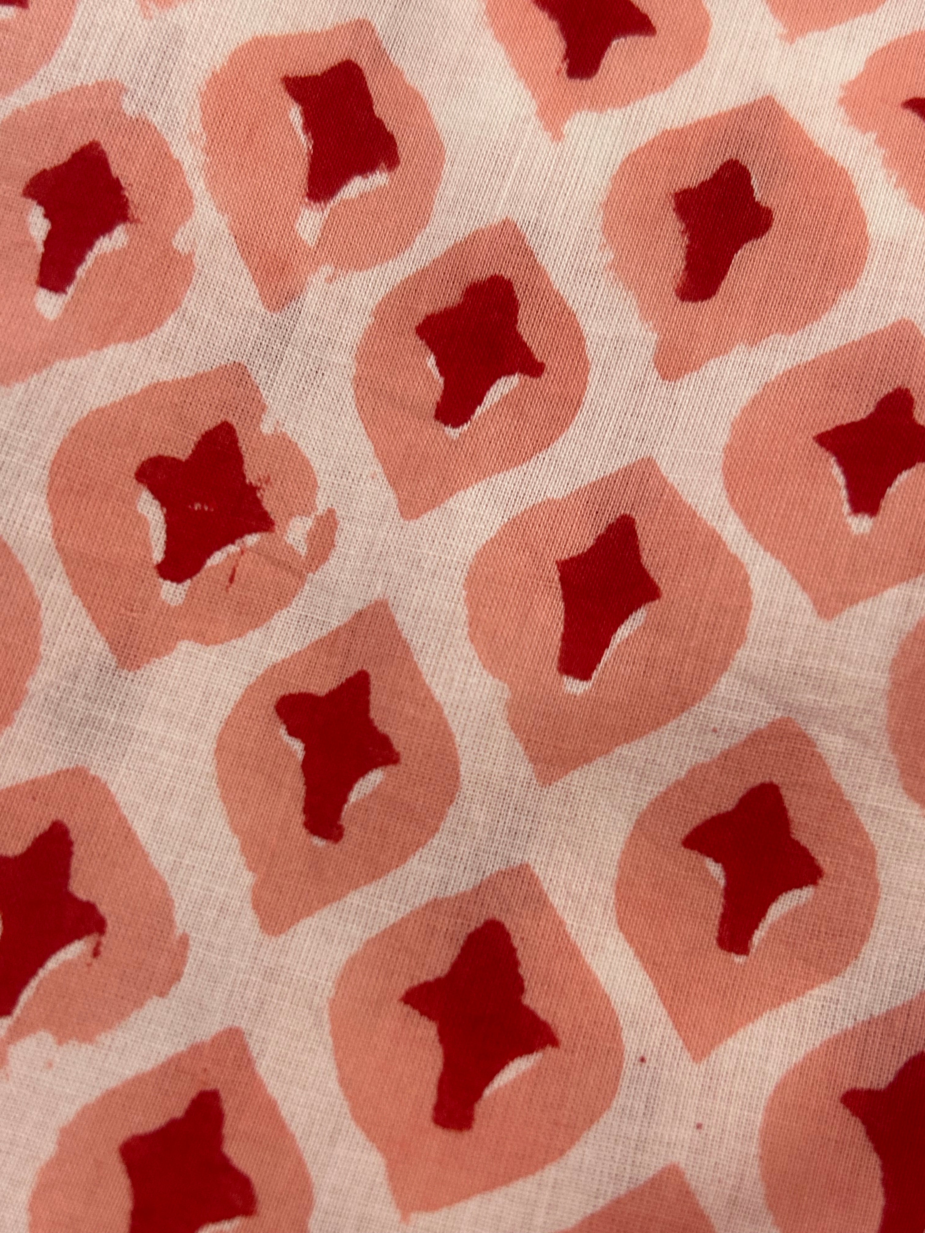 Handblock Printed Azofree dye cotton - Peach (2.4m)