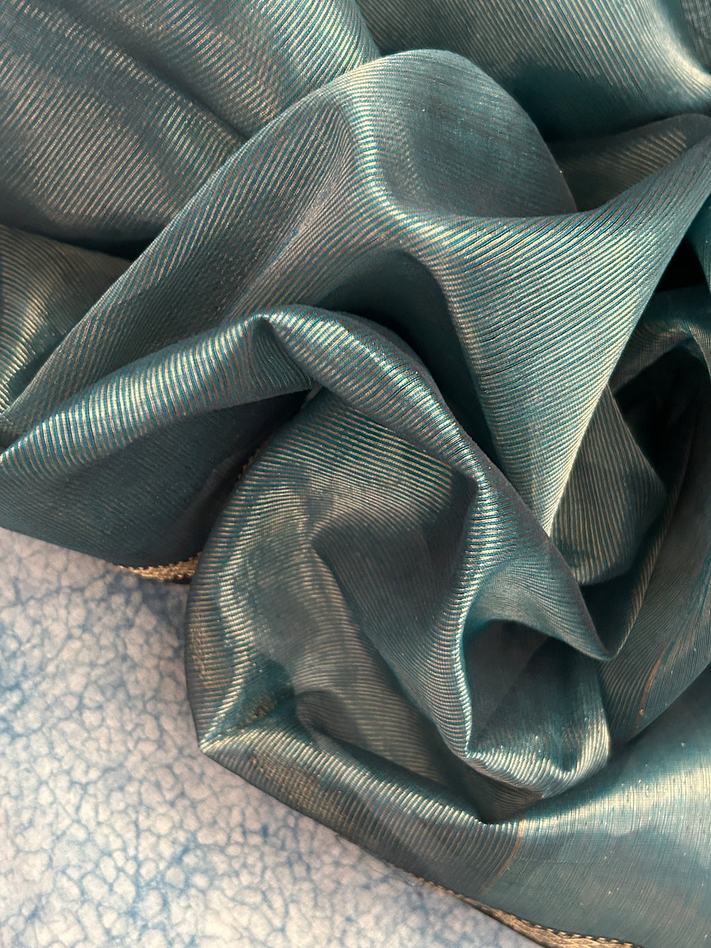 Handwoven Maheshwari Kurta Dupatta Set -Teal Blue