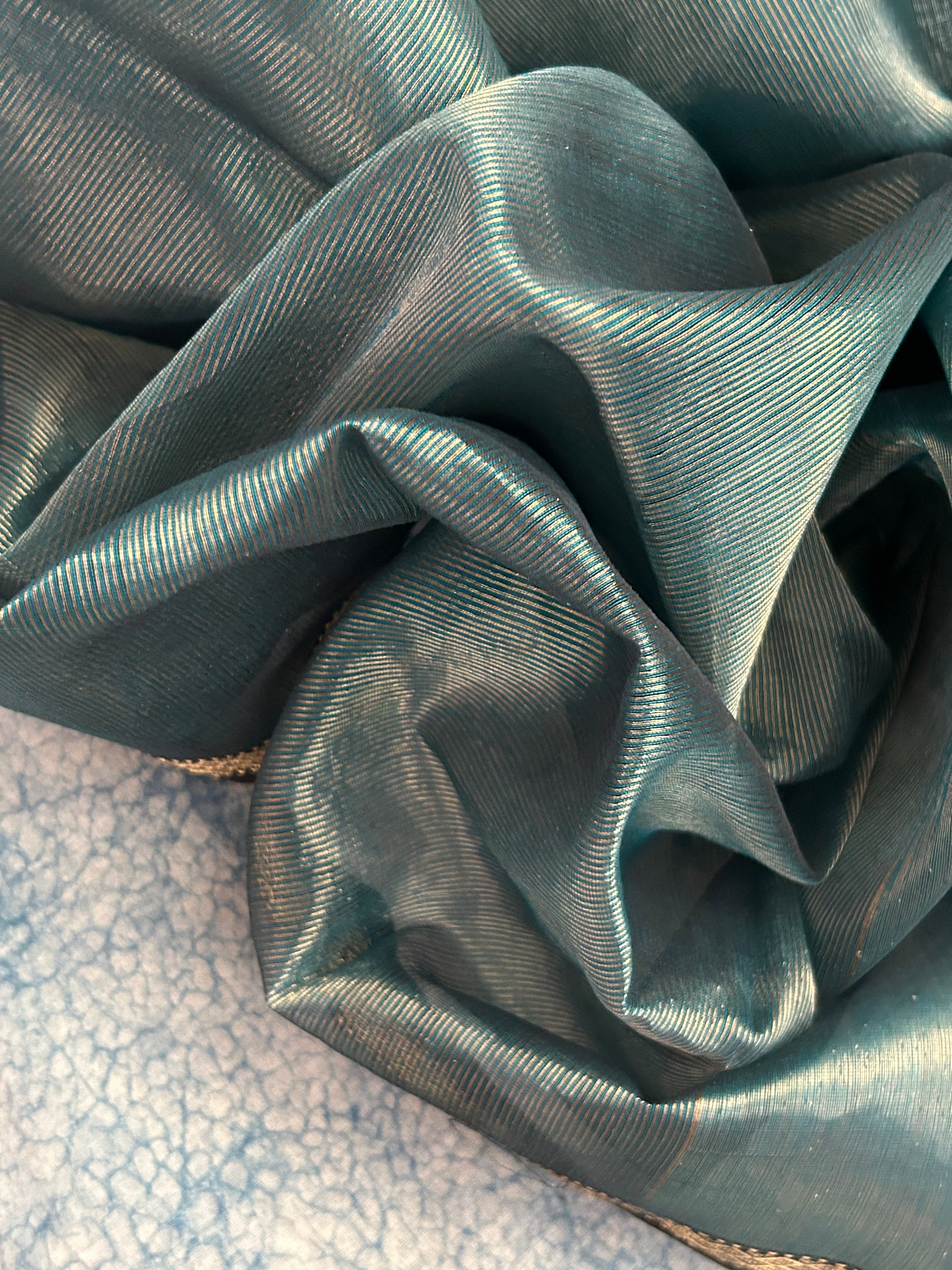 Handwoven Maheshwari Kurta Dupatta Set -Teal Blue