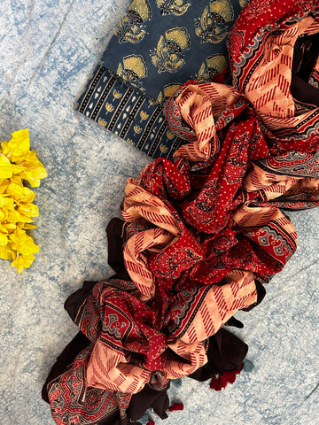 Natural Dyes Handblock Ajrakh Cotton Suit