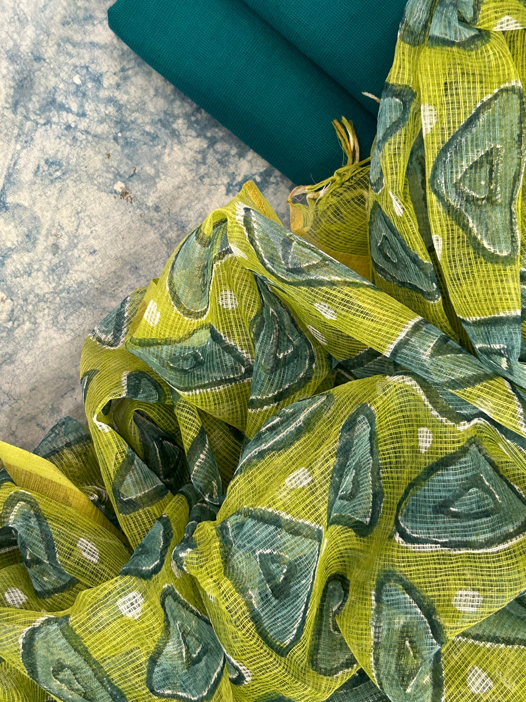 Handwoven Handblock Printed Set - Teal