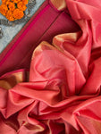 Handwoven Maheshwari Kurta Dupatta Set - Rose Pink & Peach