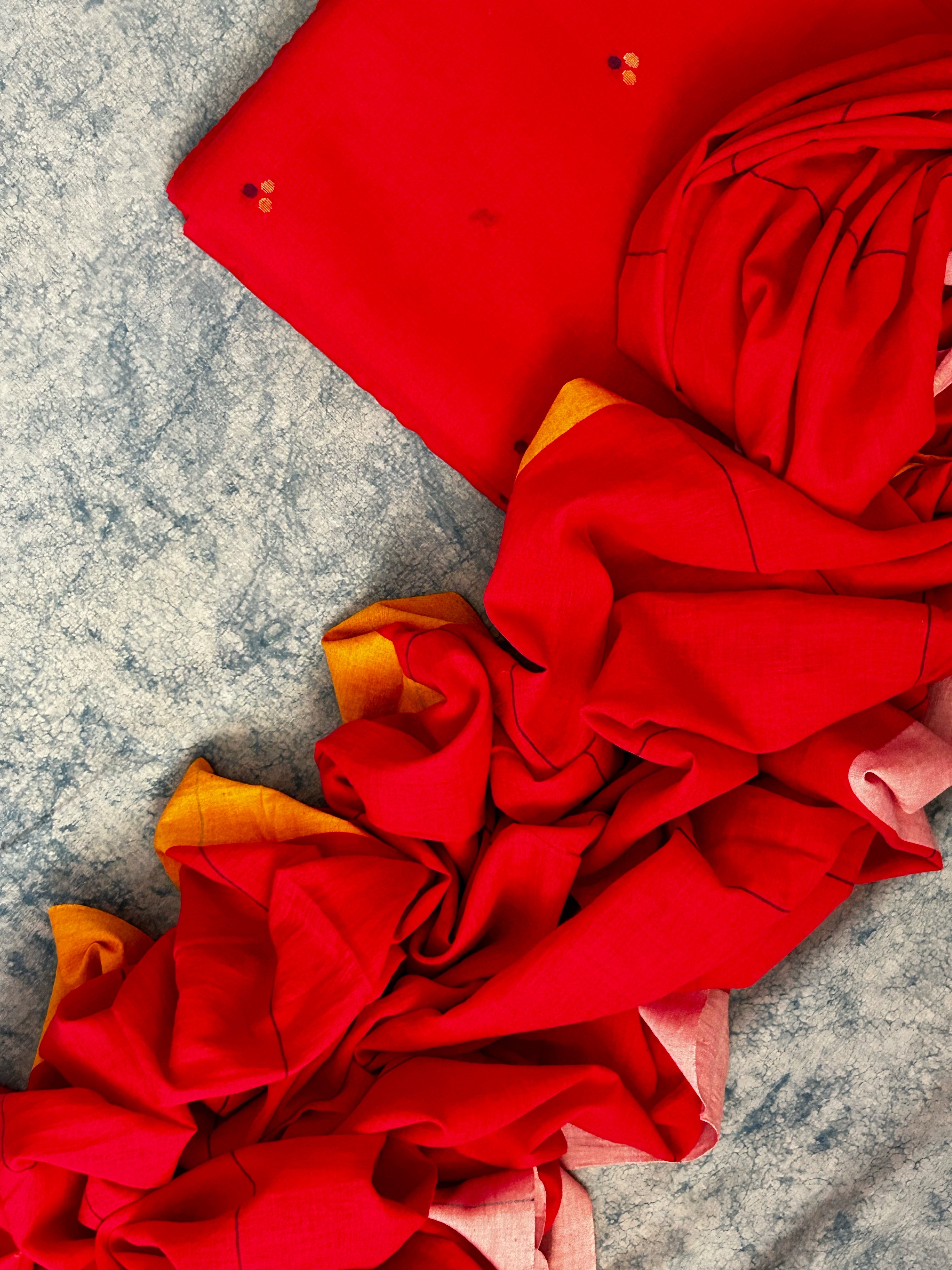 Laal Gulab - Handwoven Bengal Jamdani Kurta Dupatta set