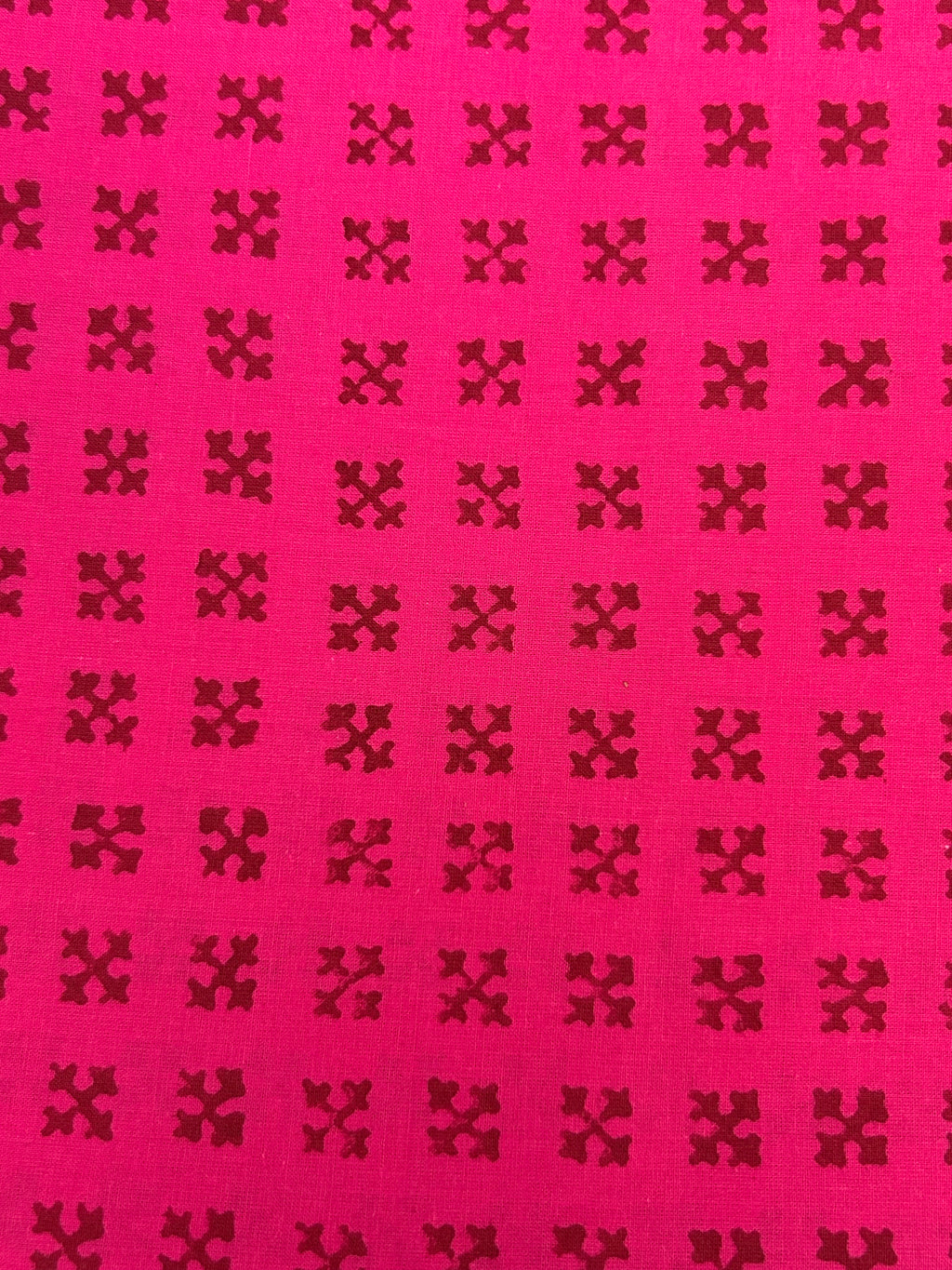Handblock  Cotton Fabric -  Neon Pink