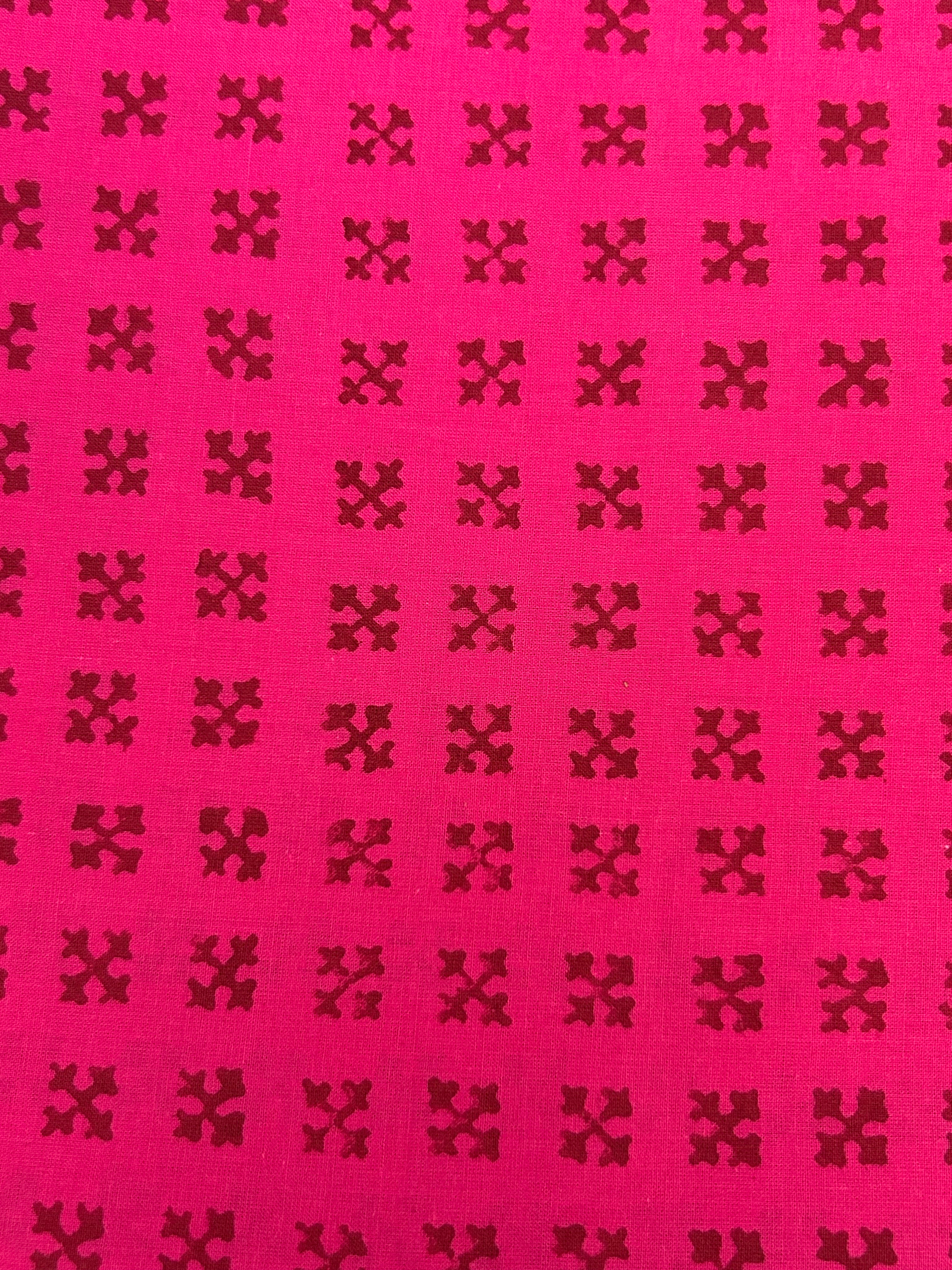 Handblock  Cotton Fabric -  Neon Pink
