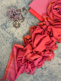 Handwoven Bhujodi Set - Pink and Peach Orange