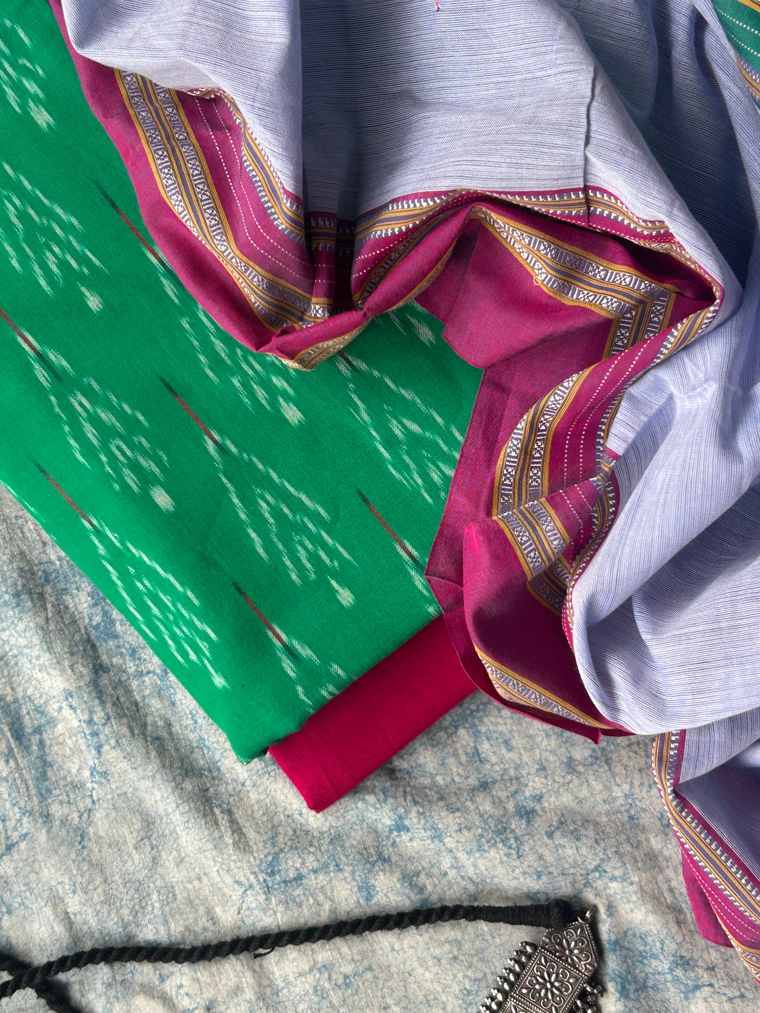 Kadambari - Handwoven Telangana cotton and Ilkal Dupatta Set