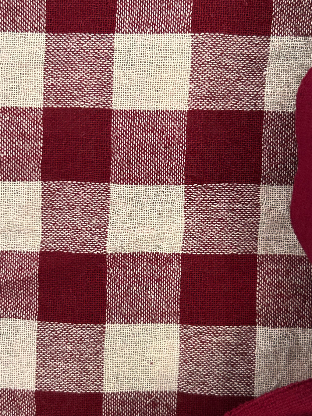 Handspun Handwoven Kotpad Fabric 700 INR/metre - Maroon Checkered