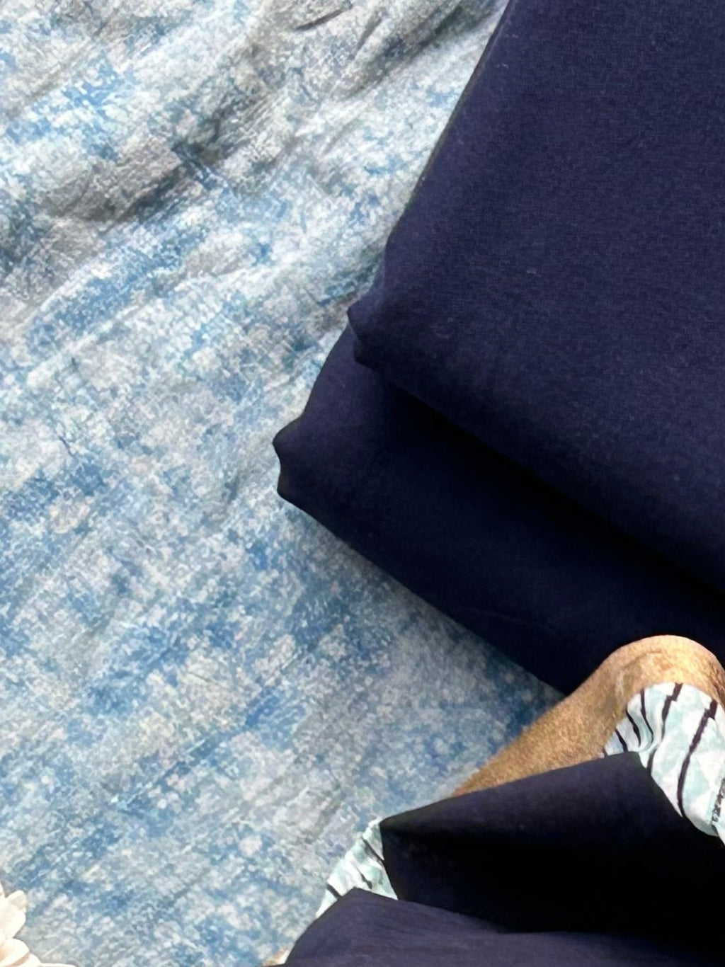 Handwoven Handblock Printed Set - Midnight Blue