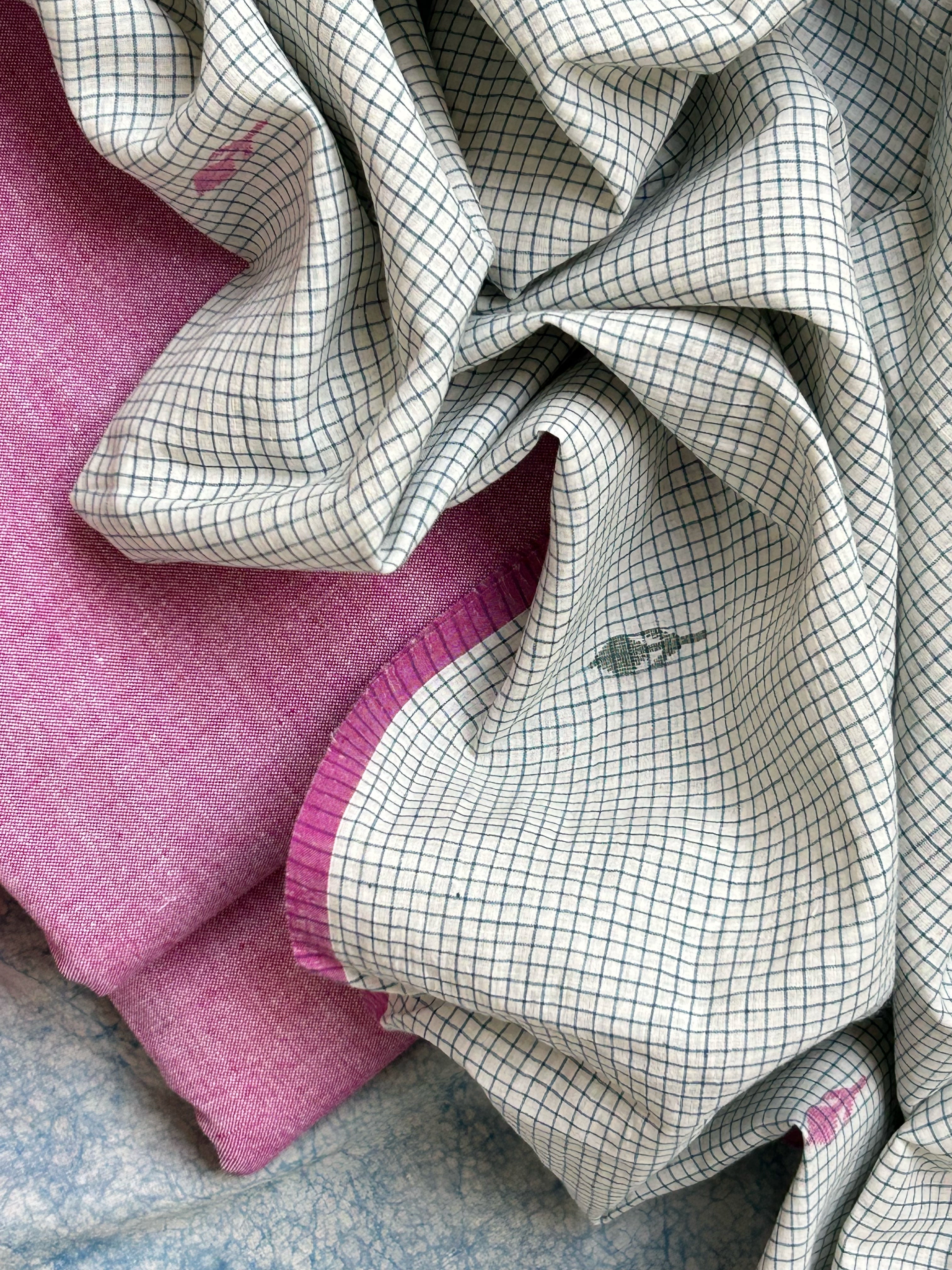 Handwoven Cotton Bengal Jamdani Dupatta Set -The Pink Affair