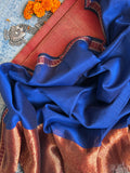 Handwoven Maheshwari Kurta Dupatta Set - Maroon & Royal Blue