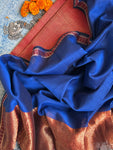 Handwoven Maheshwari Kurta Dupatta Set - Maroon & Royal Blue