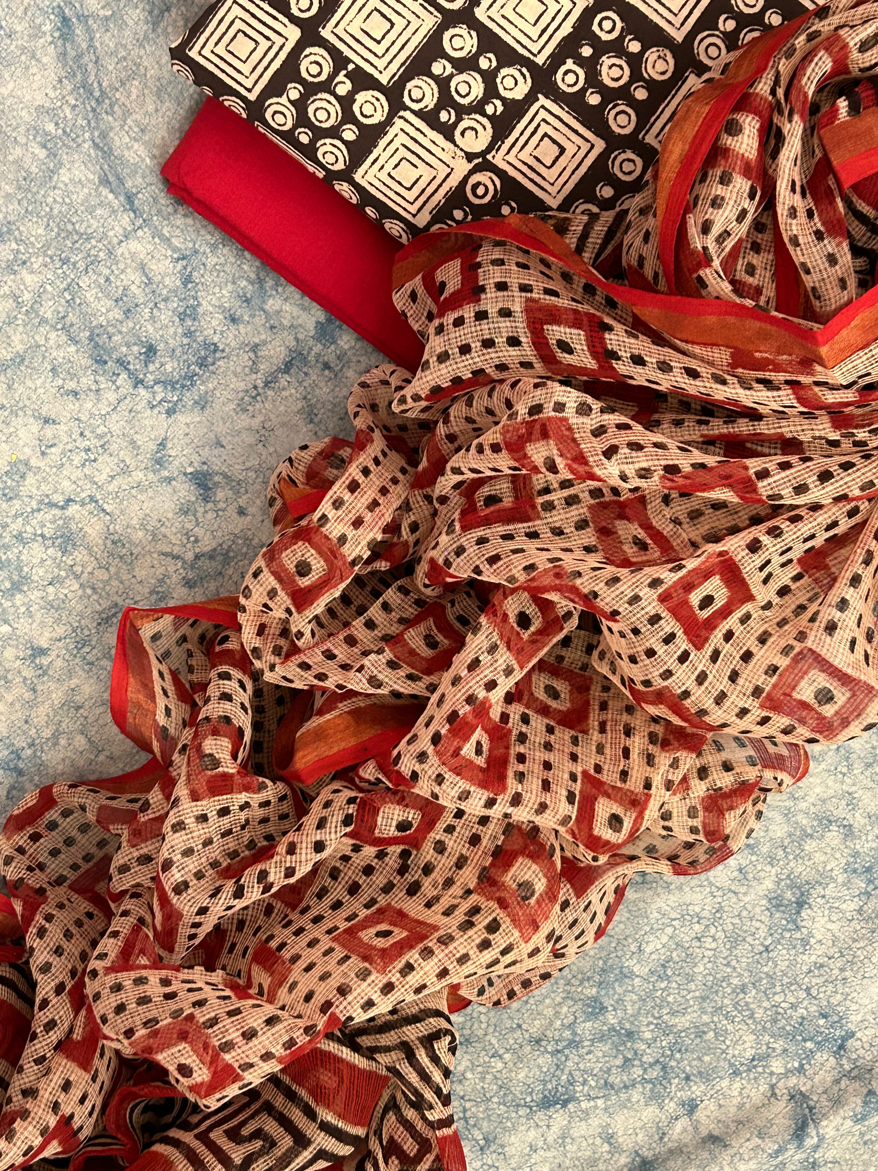 Handcrafted Cotton Kota Dupatta Suit