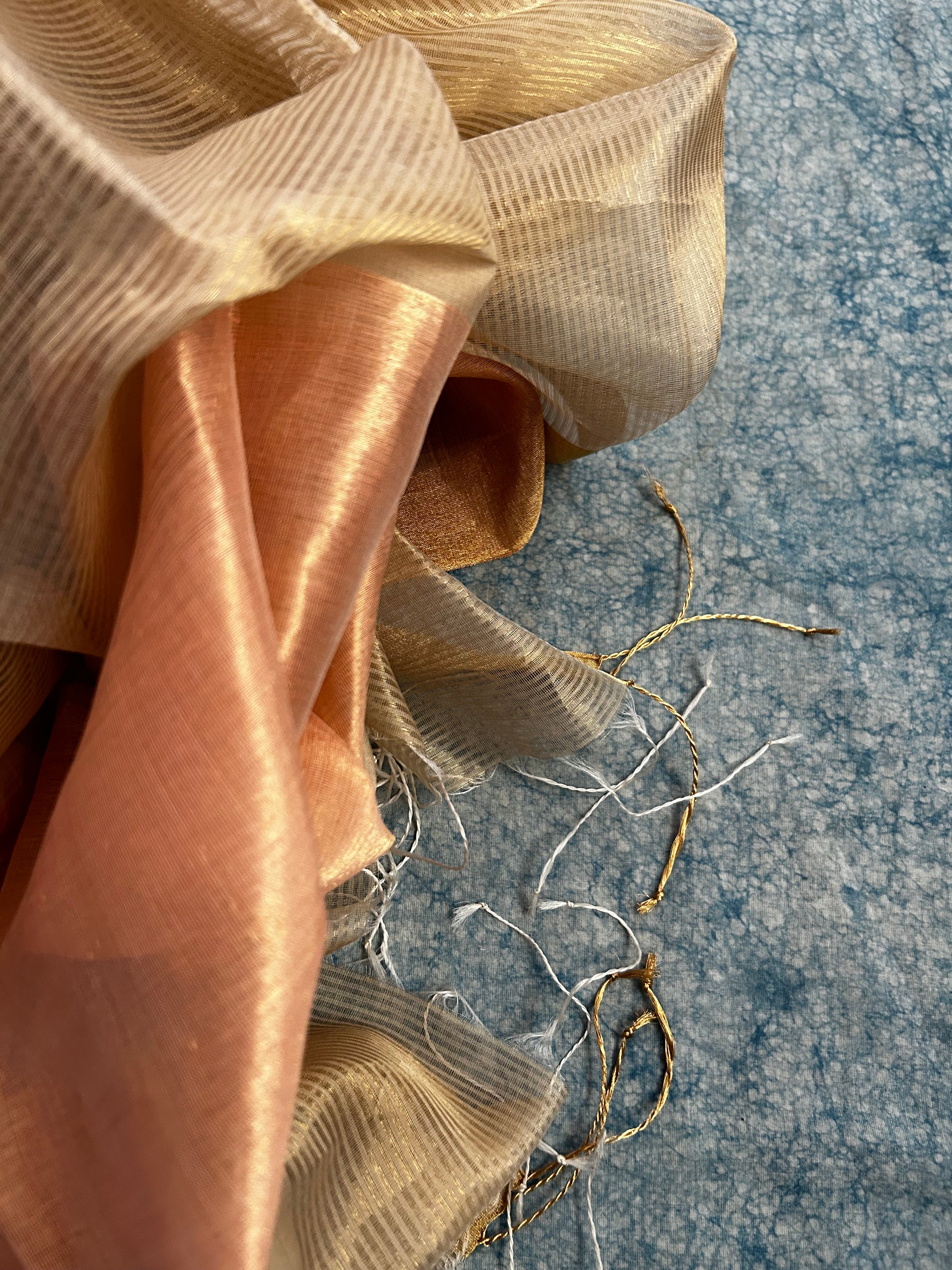 Handwoven Maheshwari tissue Kurta Dupatta Set