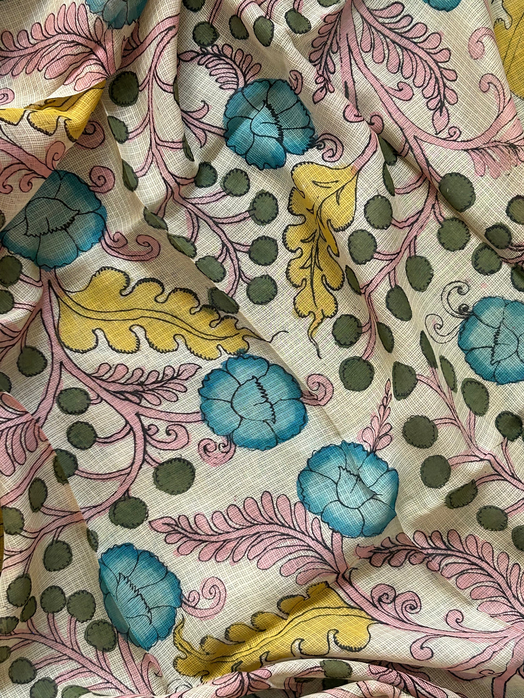 Akshita -Handwoven Hand-drawn Handpainted Pen Kalamkari Dupatta