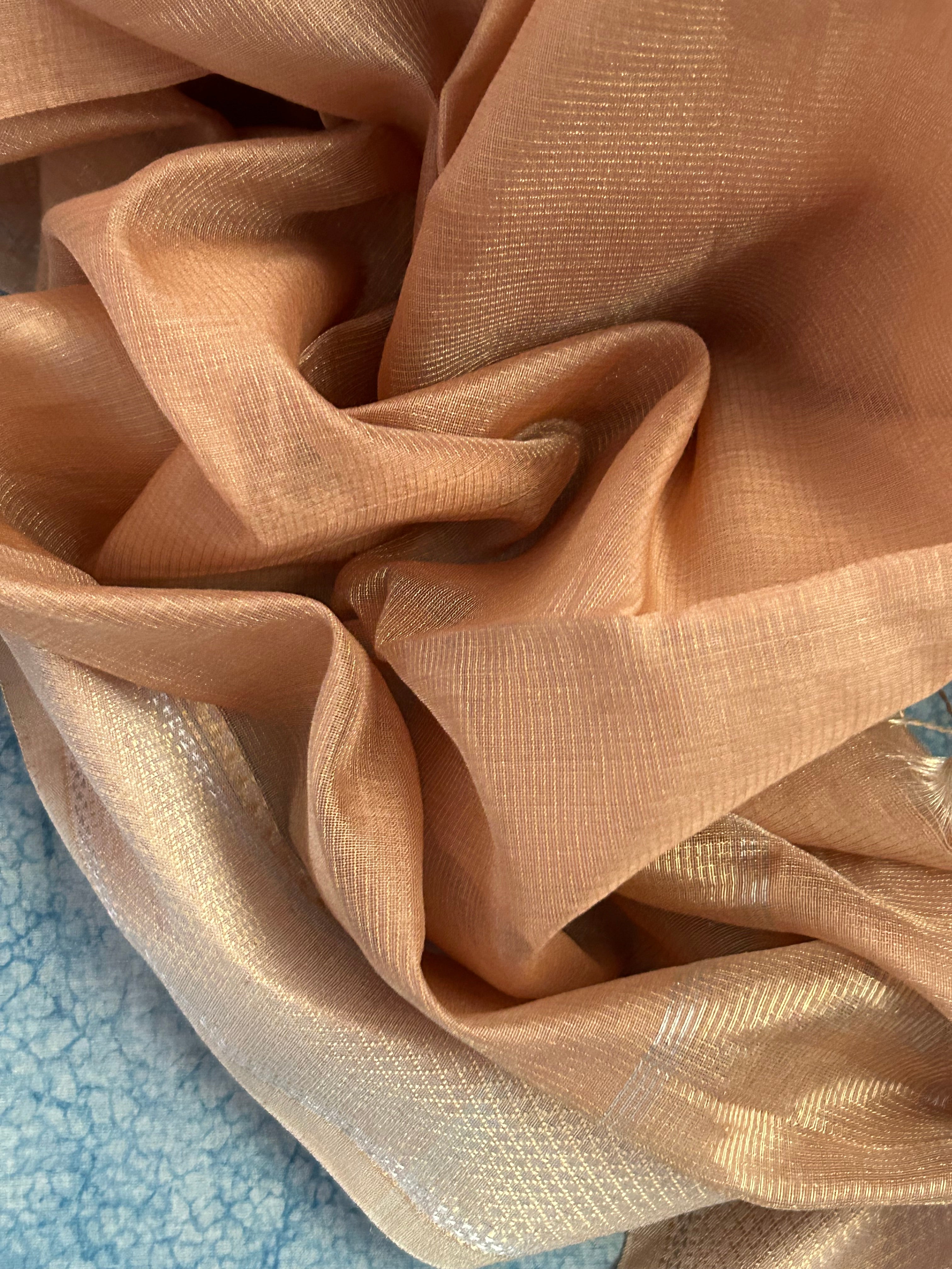 Handwoven Maheshwari Kurta Dupatta Set -Almond