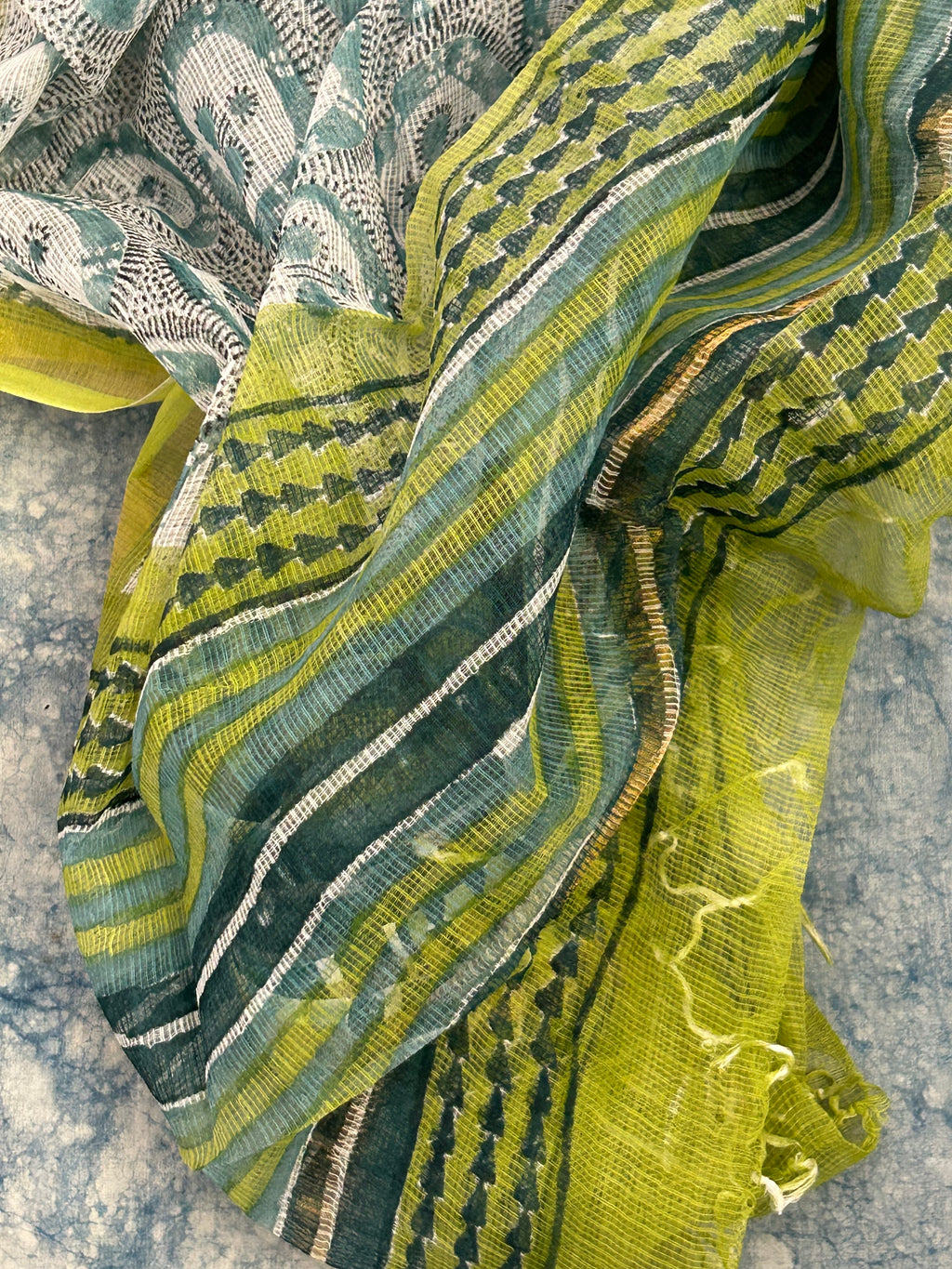 Handwoven Handblock Printed Set - Turquoise