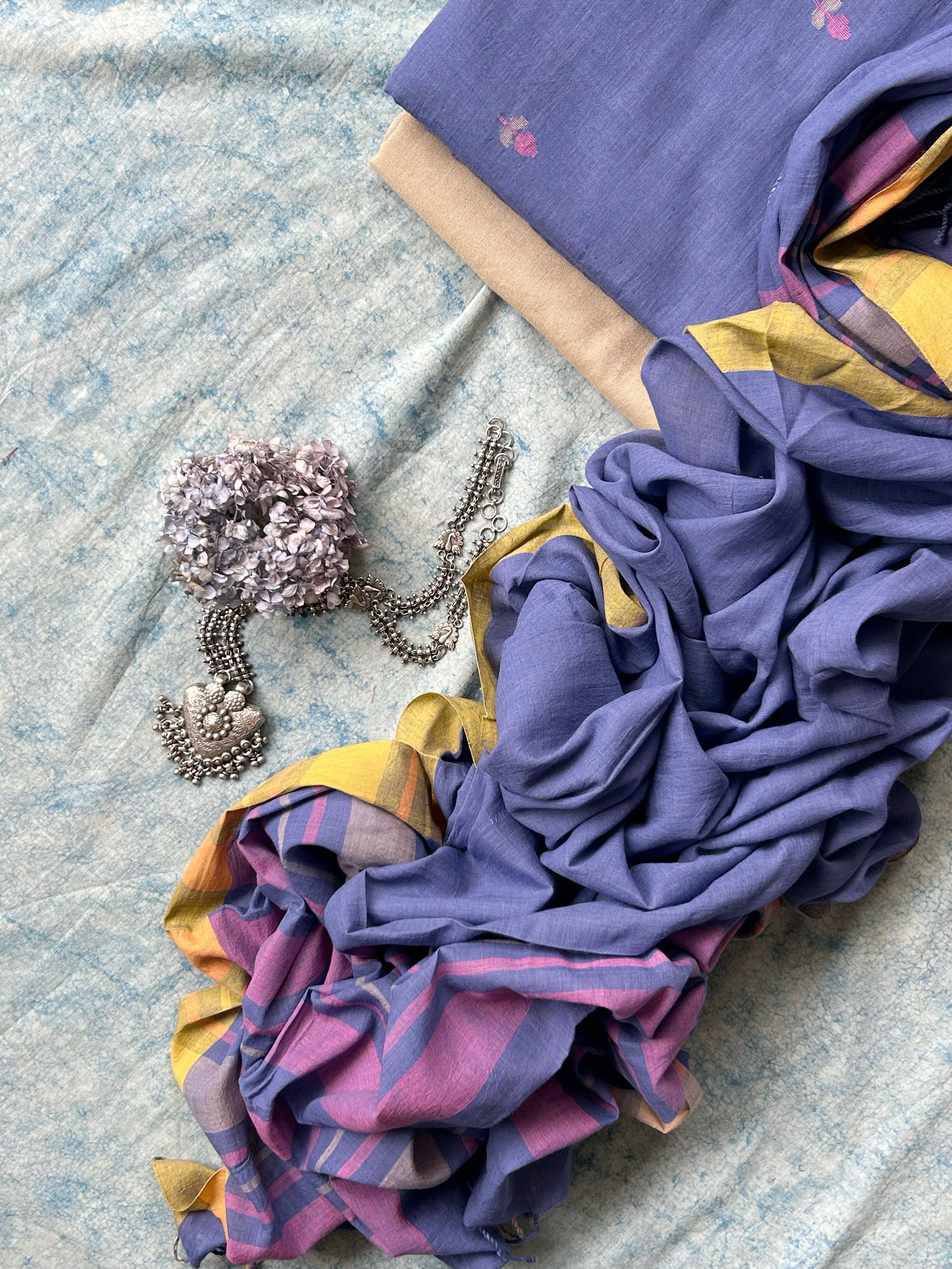 Neelam - Handwoven Bengal Jamdani Kurta Dupatta set