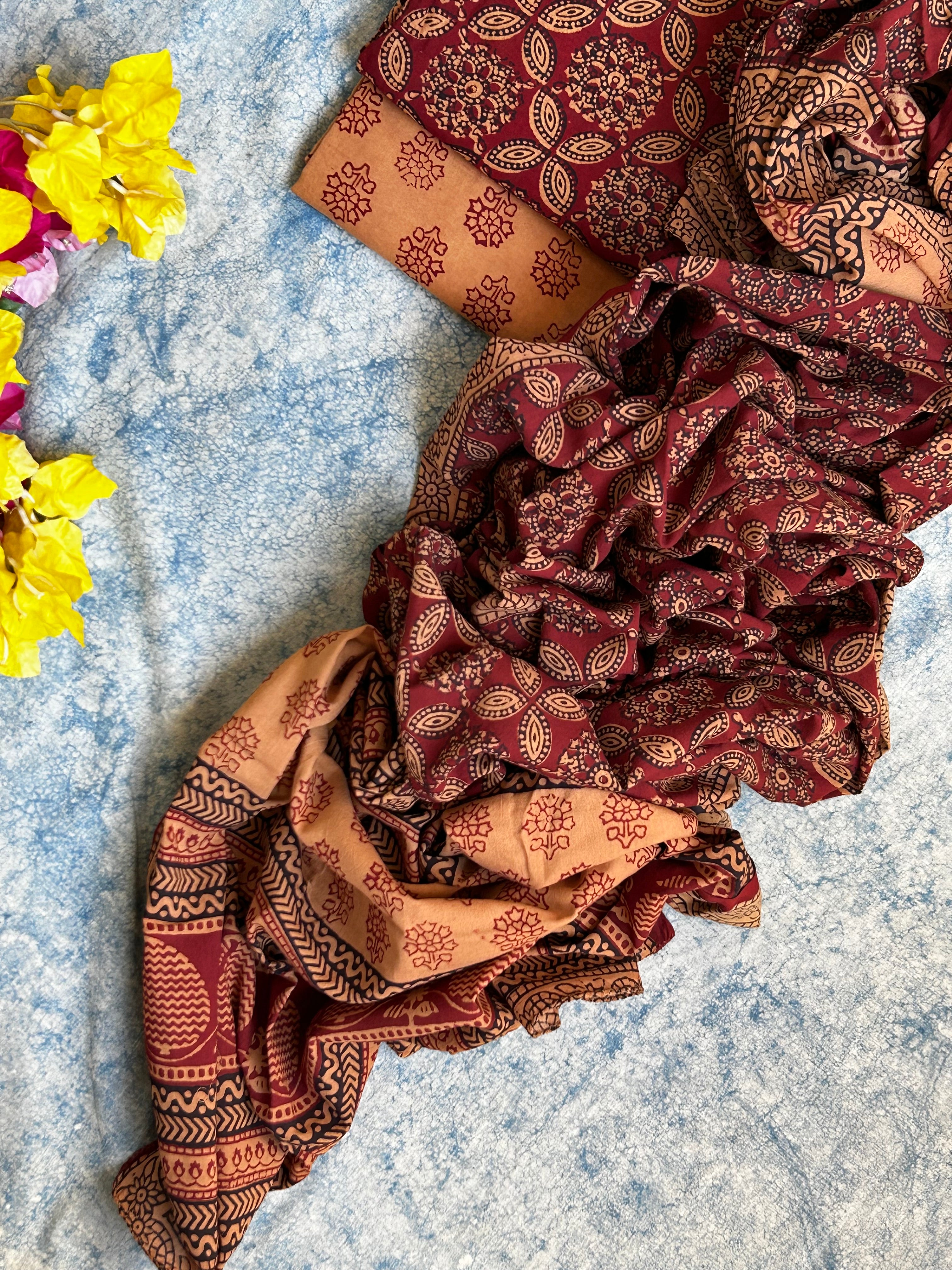 Natural Dyed Bagh Block Print Cotton Suit