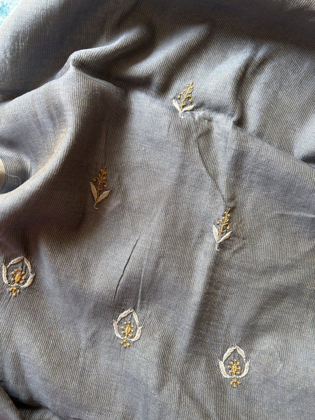 Rohini - Handwoven Chikankari Work Maheshwari Tissue Set