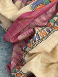 Madhubani Handpainted Cotton Silk Dupatta