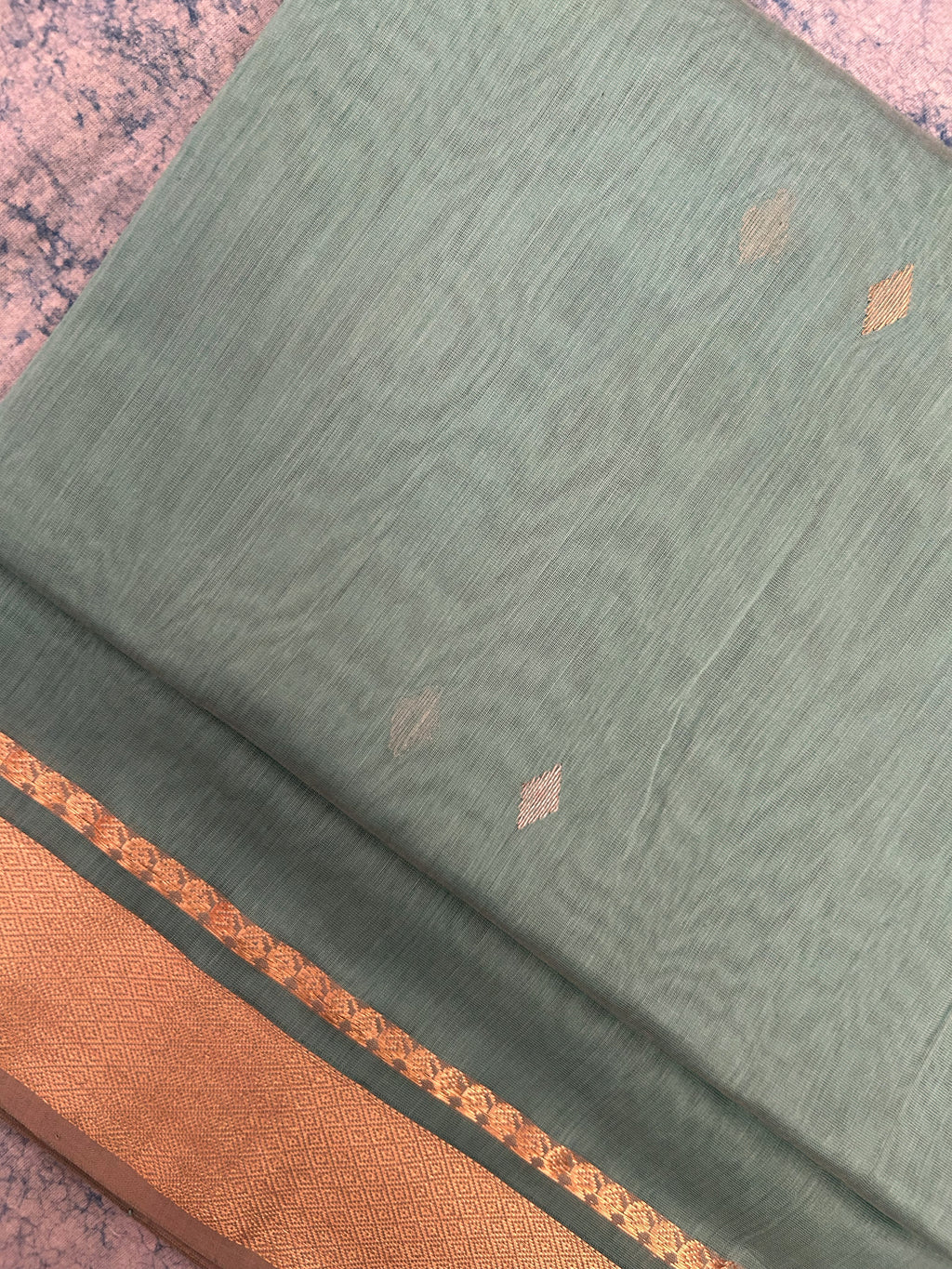 Handwoven Maheshwari Kurta Dupatta Set - Turquoise Blue with Butti