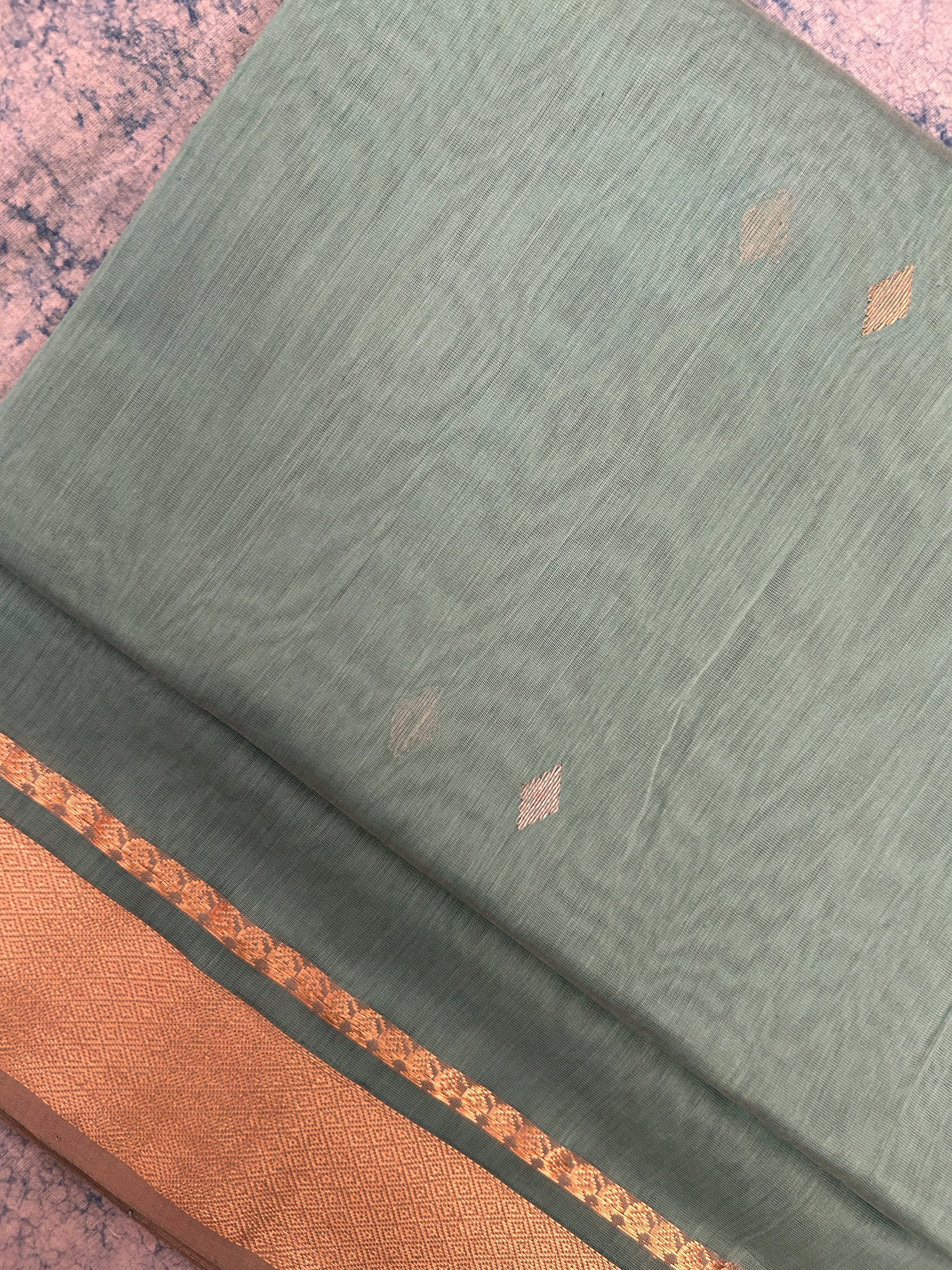 Handwoven Maheshwari Kurta Dupatta Set - Turquoise Blue with Butti