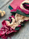 Handwoven Ikat Kurta Dupatta Set- Pink and Teal