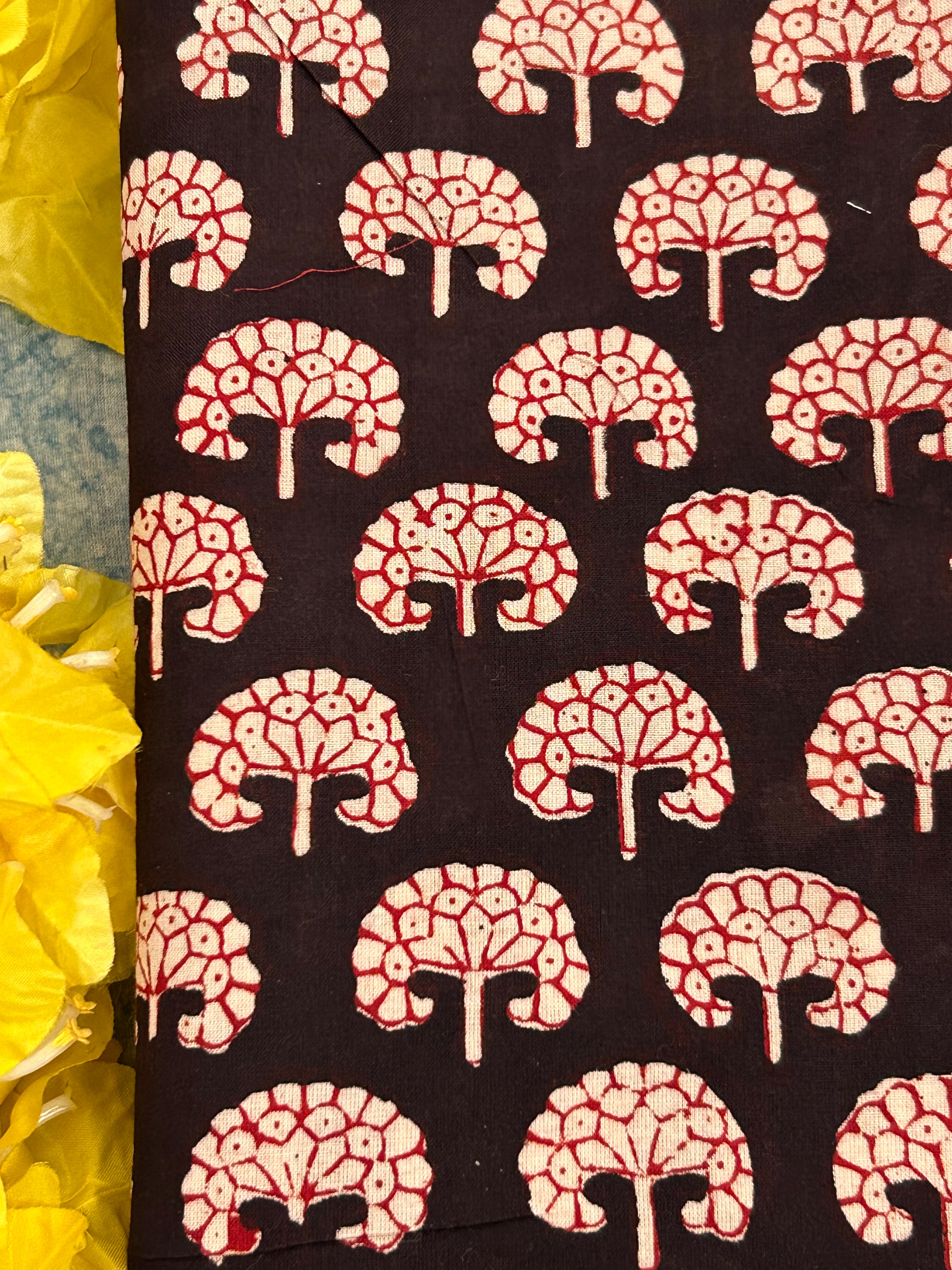 Hand Block Printed Azo free Dyed Cotton Kurta Fabric