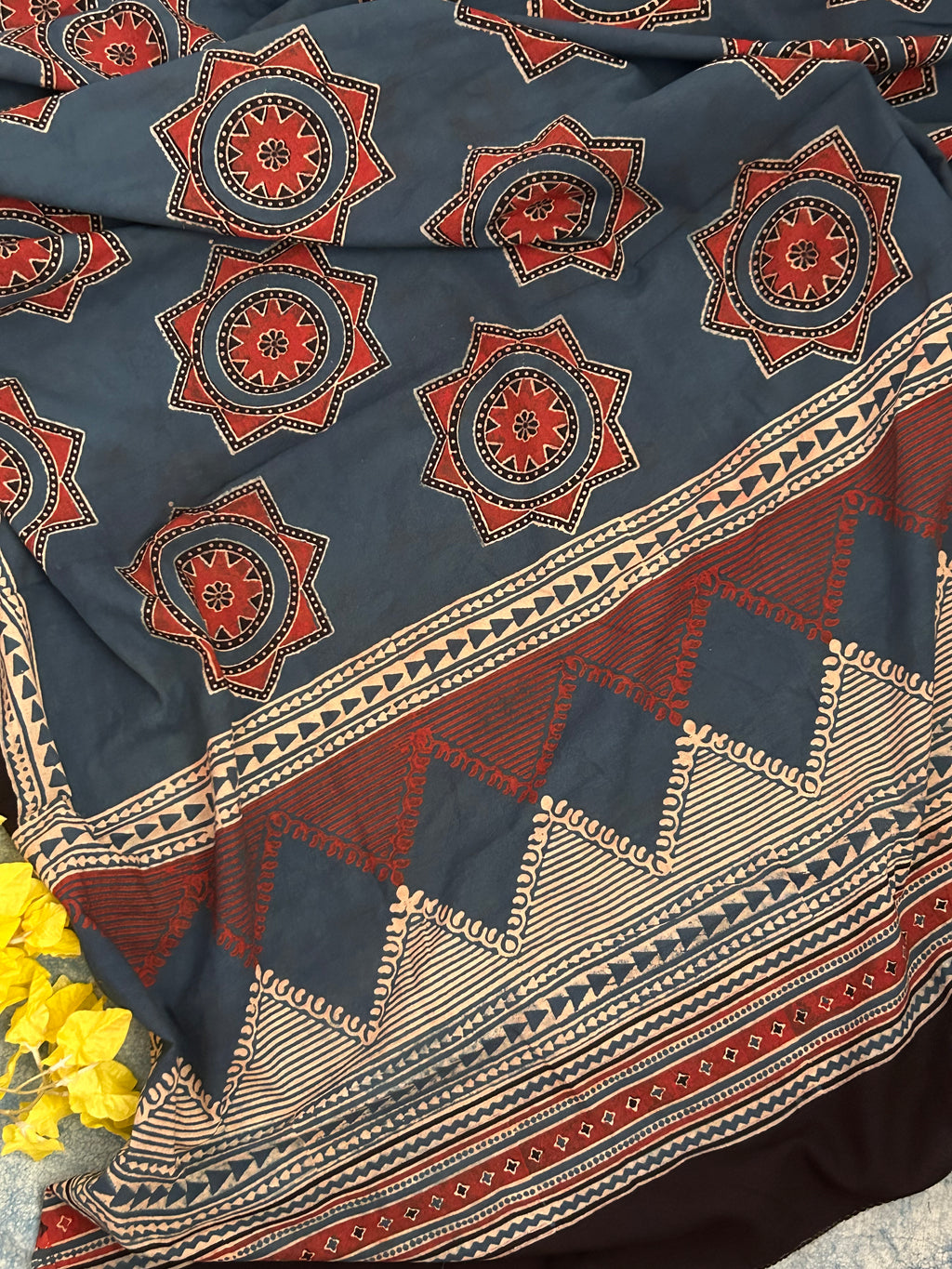 Natural Dyes Hand Block Ajrakh Dupatta