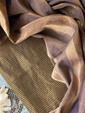 Handwoven Maheshwari Kurta Dupatta Set - Black Gold & Mauve