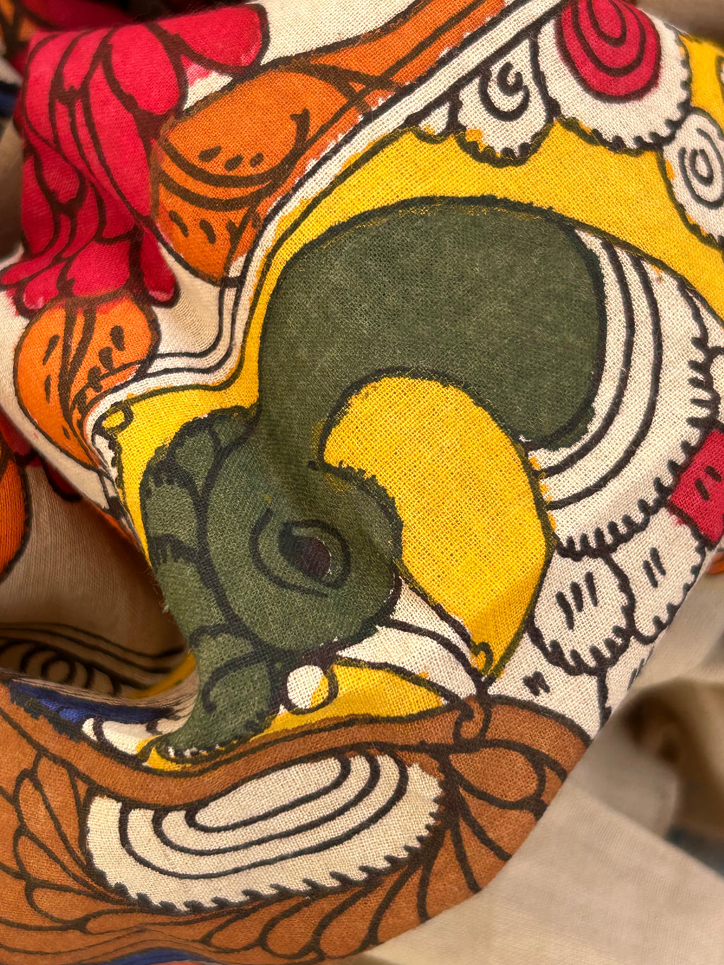Handwoven Handcrafted Kalamkari Double Ikat Kurta Dupatta Set