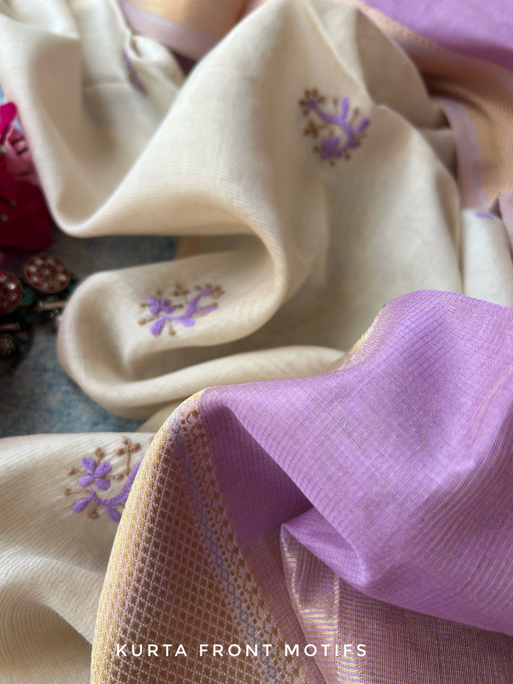 Handwoven Chikankari Work Maheshwari Set