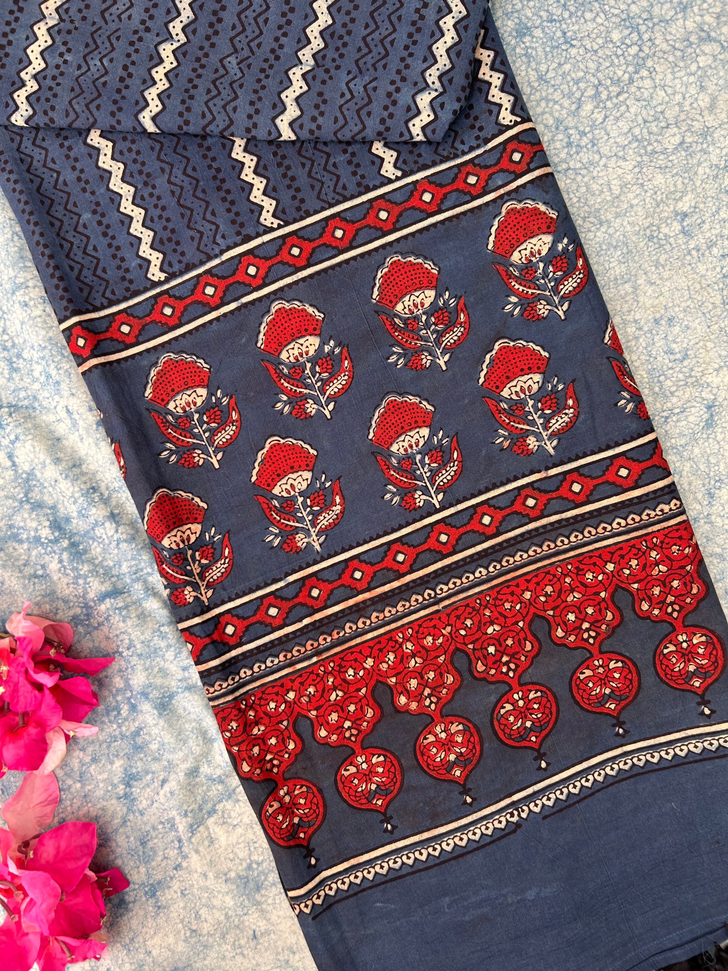 Natural Dyes Hand Block Ajrakh Dupatta